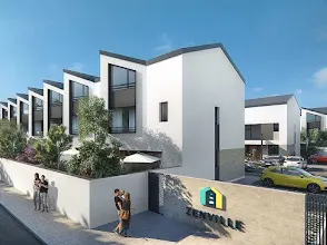 Case înșiruite albe, cu acoperiș în două ape – imagine de prezentare Zenville